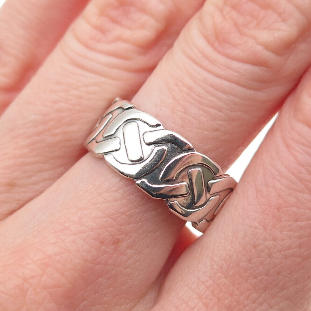 925 Sterling Silver Vintage Celtic Knot Band Ring Size 8.25